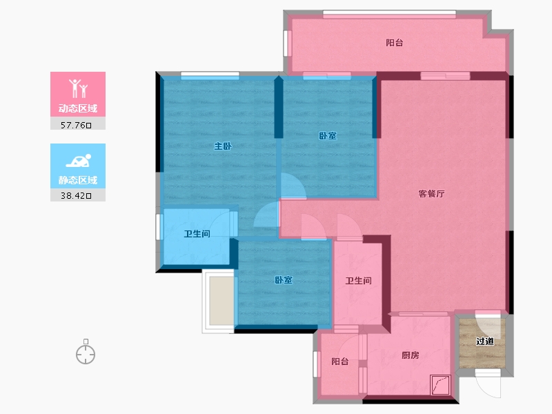 贵州省-遵义市-遵义理想城-88.00-户型库-动静分区