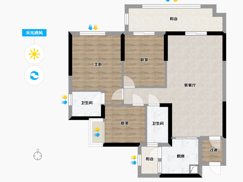 贵州省-遵义市-遵义理想城-88.00-户型库-采光通风