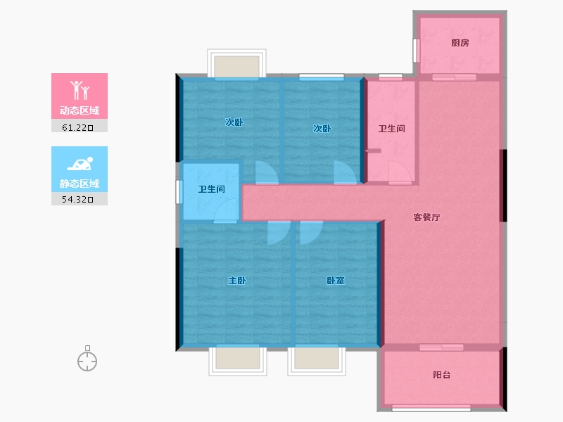 广西壮族自治区-贵港市-福桂三千城-金府大院-105.00-户型库-动静分区