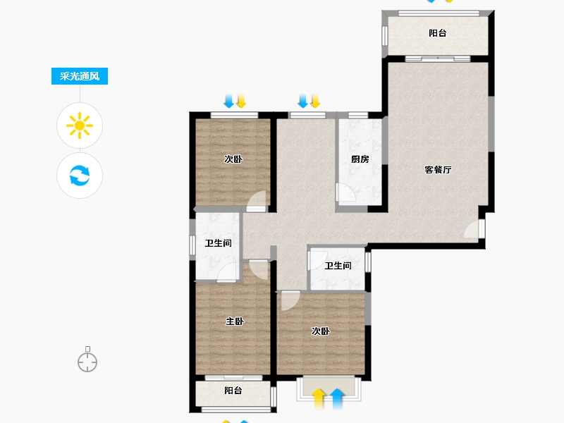 河北省-廊坊市-御湖湾(尚乘园小区)-126.00-户型库-采光通风