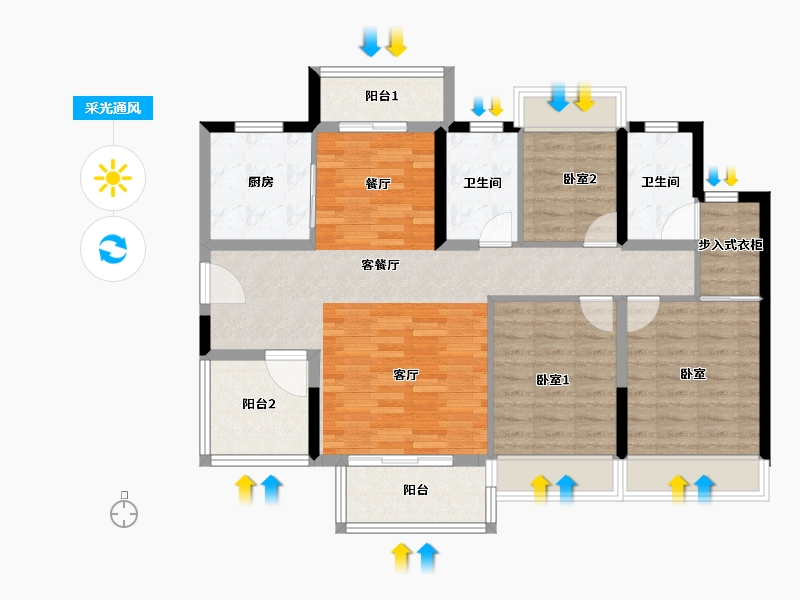 广东省-惠州市-华润置地惠州曦江润府-100.57-户型库-采光通风