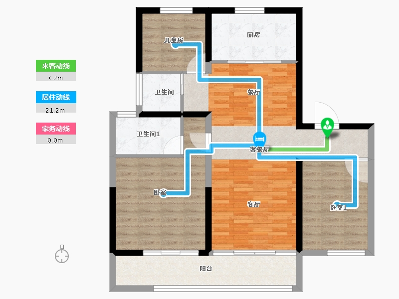 河北省-唐山市-碧桂园玖中堂-92.00-户型库-动静线