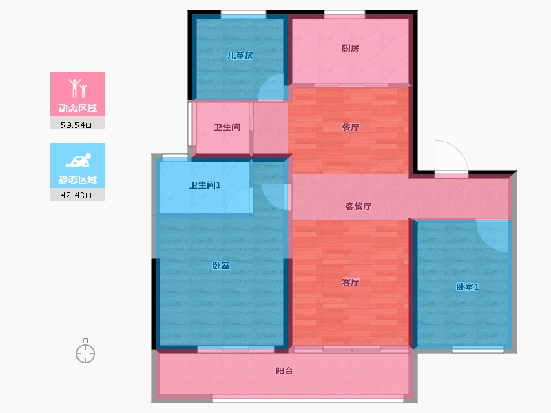 河北省-唐山市-碧桂园玖中堂-92.00-户型库-动静分区