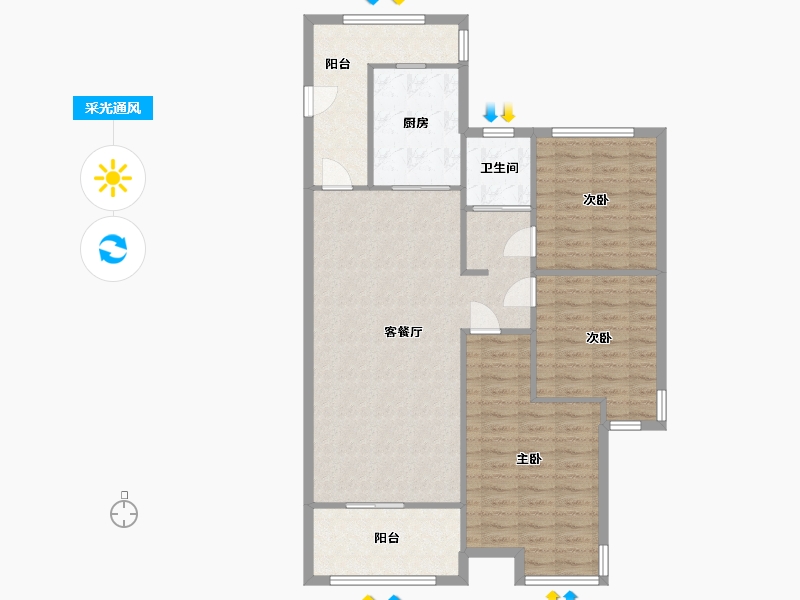 安徽省-安庆市-迎江世纪城二期-91.00-户型库-采光通风