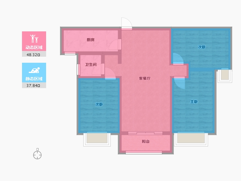 陕西省-渭南市-荣兴小区-86.00-户型库-动静分区