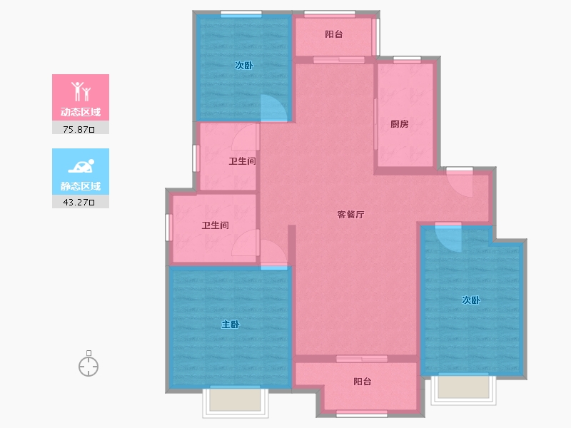 山东省-威海市-三圆~鑫公馆-107.00-户型库-动静分区