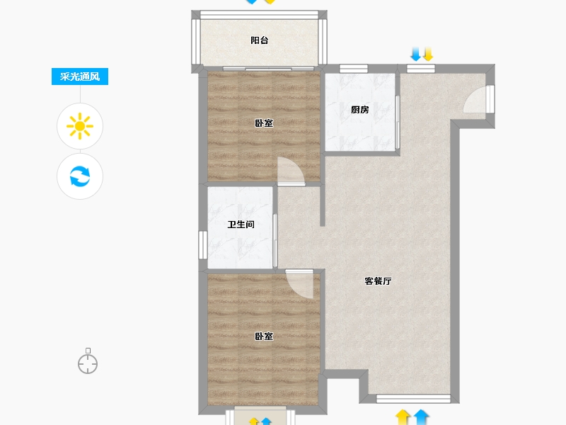 四川省-成都市-曦城-64.82-户型库-采光通风