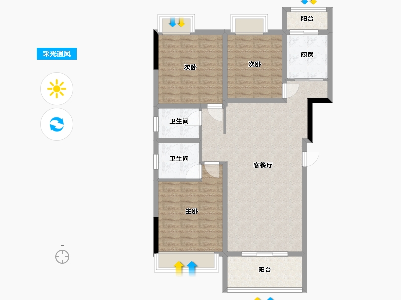 四川省-绵阳市-紫金华庭-119.30-户型库-采光通风