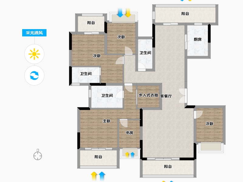 四川省-成都市-北辰天麓御府-176.00-户型库-采光通风