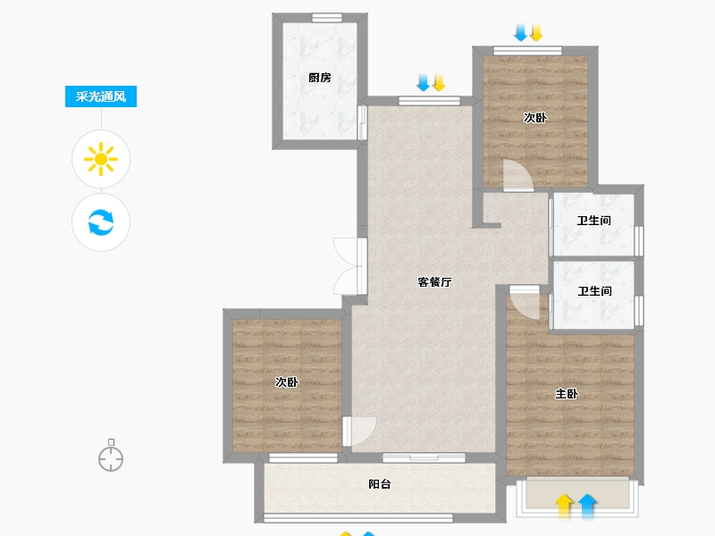 江苏省-扬州市-中远新润园-95.00-户型库-采光通风