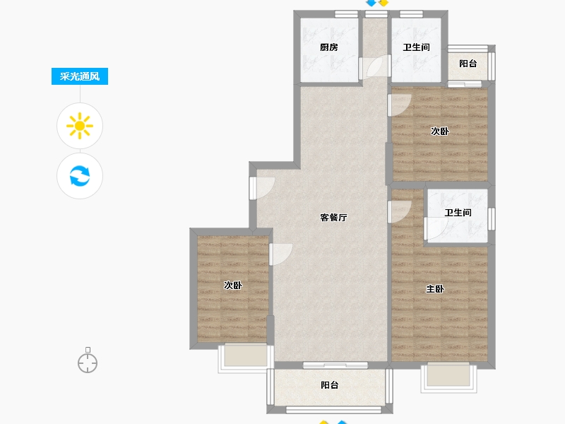 湖南省-岳阳市-中梁首府-96.00-户型库-采光通风