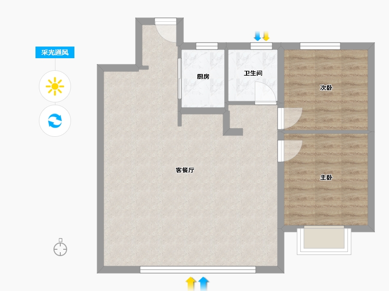 新疆维吾尔自治区-乌鲁木齐市-绿地城二期-77.00-户型库-采光通风