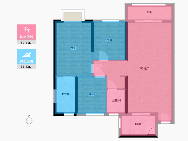 湖南省-长沙市-阳光城尚东湾-90.18-户型库-动静分区