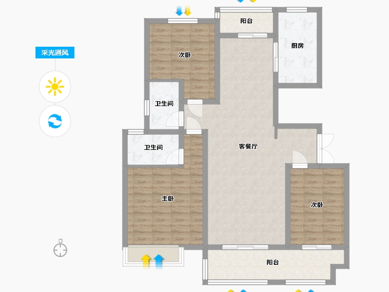 河南省-周口市-建业新城-108.00-户型库-采光通风