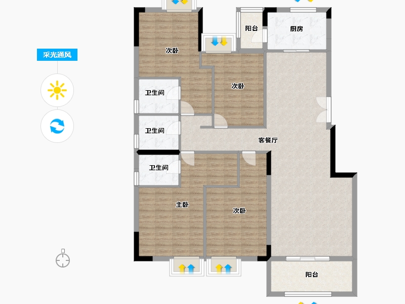 福建省-泉州市-泉州碧桂园凤凰岛-143.00-户型库-采光通风