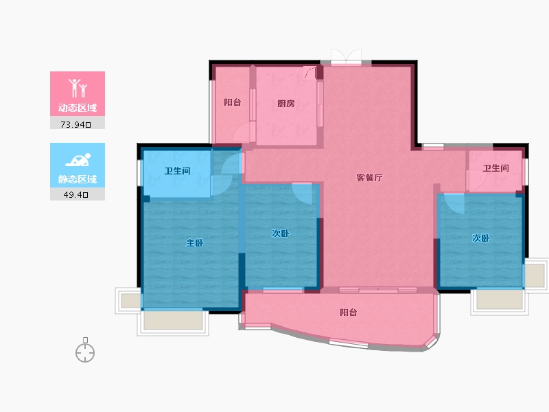 湖南省-长沙市-三润城-121.00-户型库-动静分区