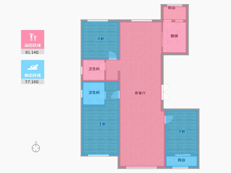 内蒙古自治区-乌兰察布市-云中郡-137.00-户型库-动静分区