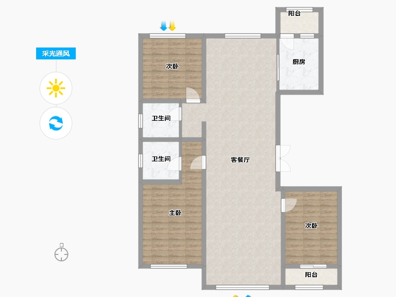 内蒙古自治区-乌兰察布市-云中郡-137.00-户型库-采光通风