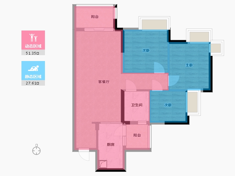 广东省-广州市-凯德山海连城-70.00-户型库-动静分区