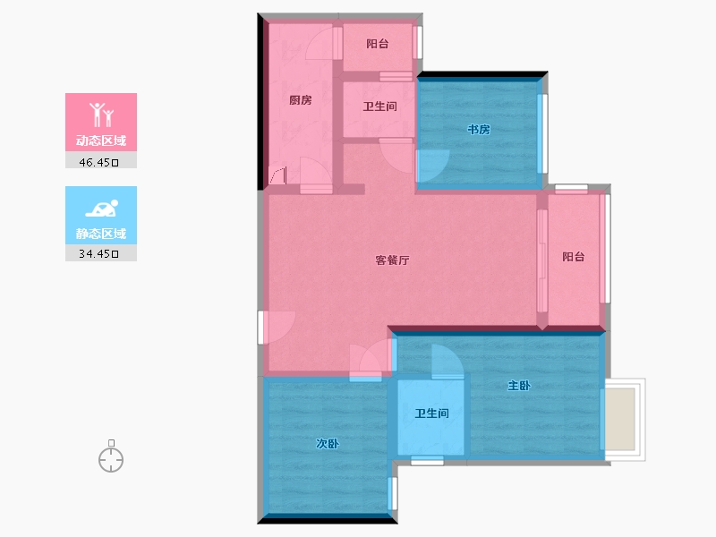 重庆-重庆市-金科世界城-77.66-户型库-动静分区