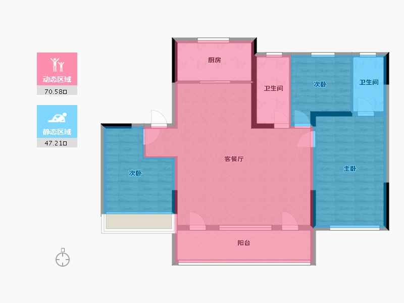 辽宁省-大连市-碧桂园上璟云著-124.00-户型库-动静分区