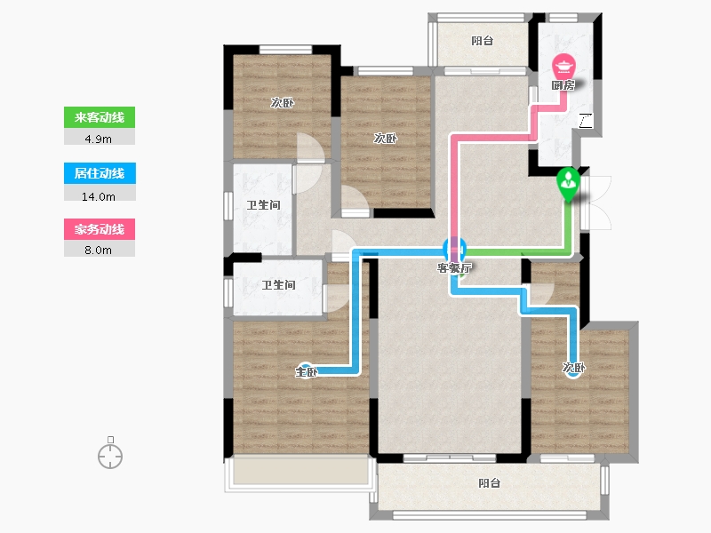 贵州省-遵义市-金科·白鹭湖-130.00-户型库-动静线