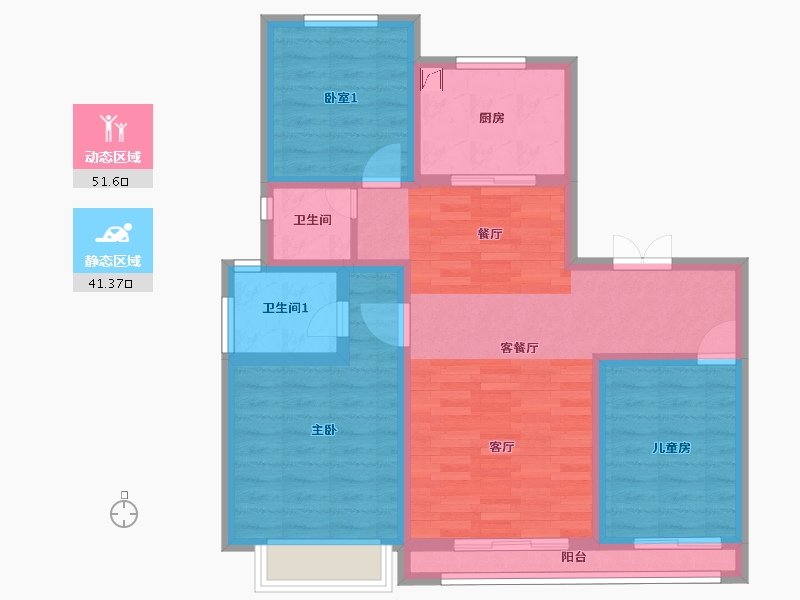 河北省-唐山市-紫樾宸府-81.90-户型库-动静分区