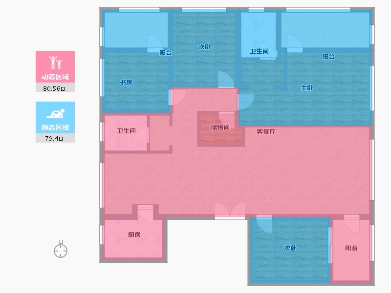 浙江省-金华市-金报·步阳华府-144.00-户型库-动静分区