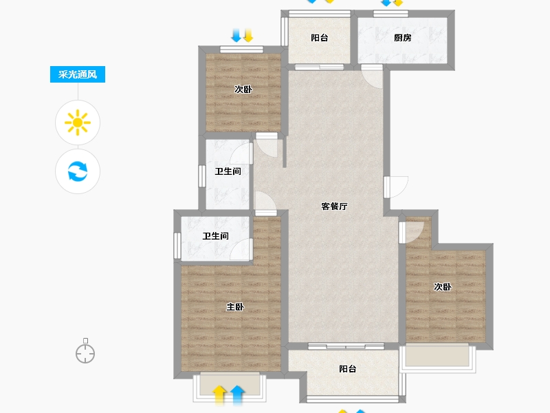 河南省-濮阳市-建业城-99.61-户型库-采光通风