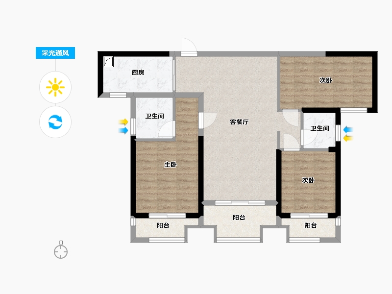 湖南省-长沙市-长房金阳府-91.14-户型库-采光通风