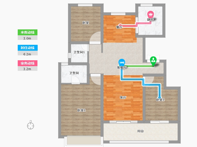 河北省-唐山市-荣盛熙堂尚院·名筑-103.82-户型库-动静线