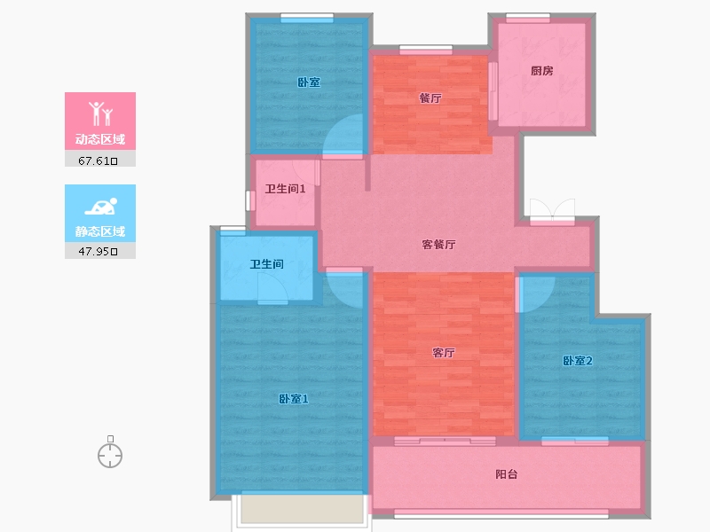 河北省-唐山市-荣盛熙堂尚院·名筑-103.82-户型库-动静分区