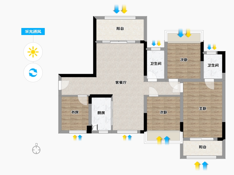 广西壮族自治区-桂林市-西宸源著-123.00-户型库-采光通风