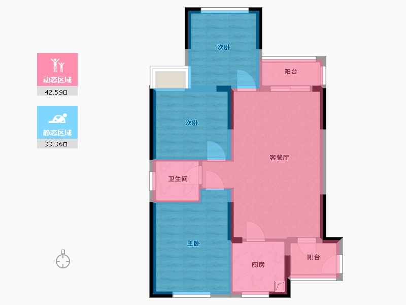 重庆-重庆市-绿城上岛-72.31-户型库-动静分区