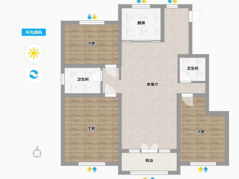 山东省-青岛市-上海花园-97.00-户型库-采光通风