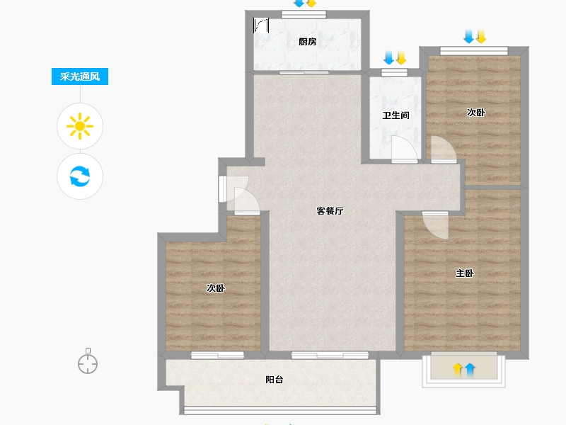 山东省-临沂市-宝丽·天樾-91.60-户型库-采光通风