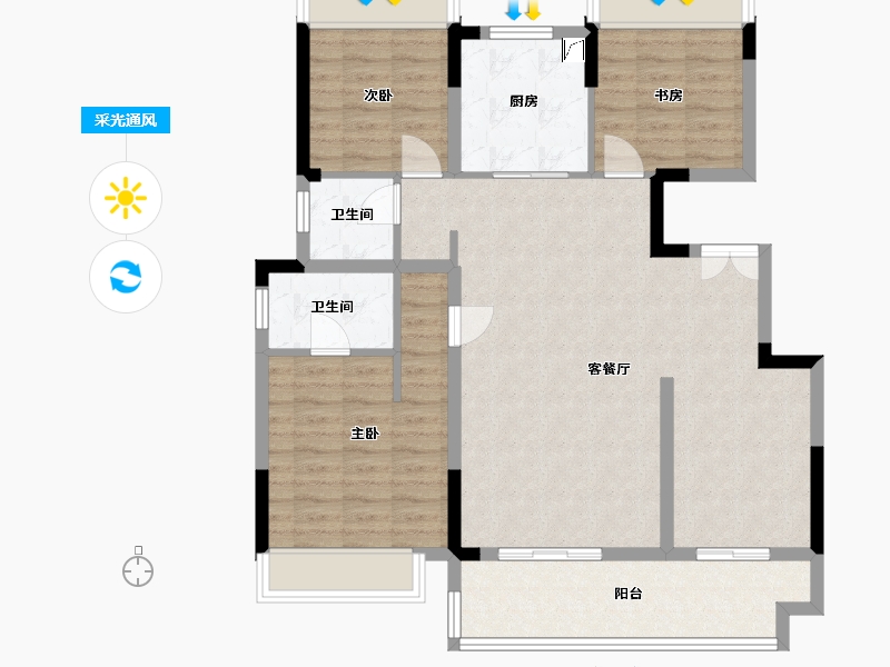 安徽省-滁州市-中央城-100.00-户型库-采光通风