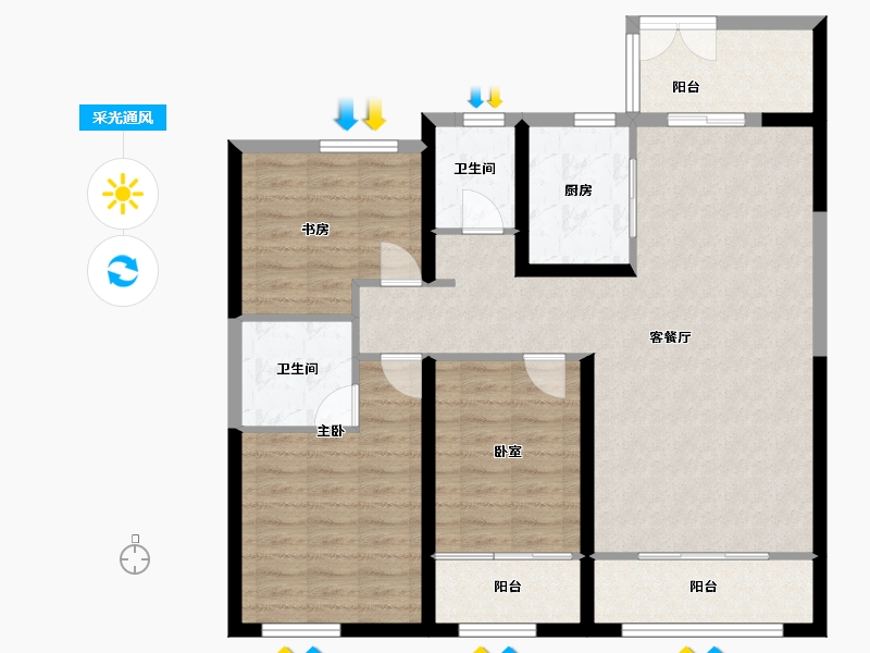 云南省-曲靖市-中城华府-98.00-户型库-采光通风