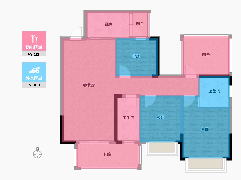 广西壮族自治区-南宁市-明昱公园-89.00-户型库-动静分区