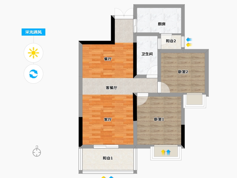 广西壮族自治区-柳州市-古亭春晓-68.96-户型库-采光通风