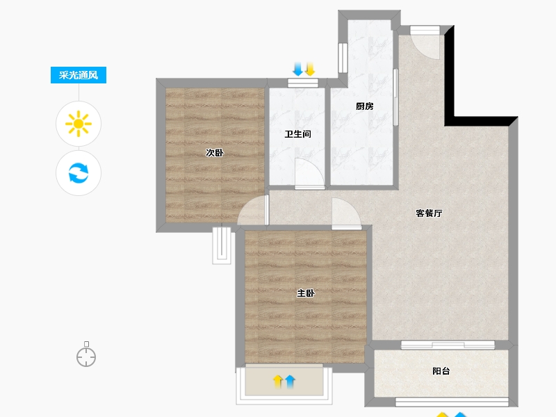 广西壮族自治区-南宁市-秋月蓝湾-65.23-户型库-采光通风