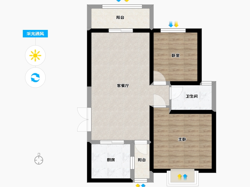 陕西省-咸阳市-幸福家园-75.00-户型库-采光通风