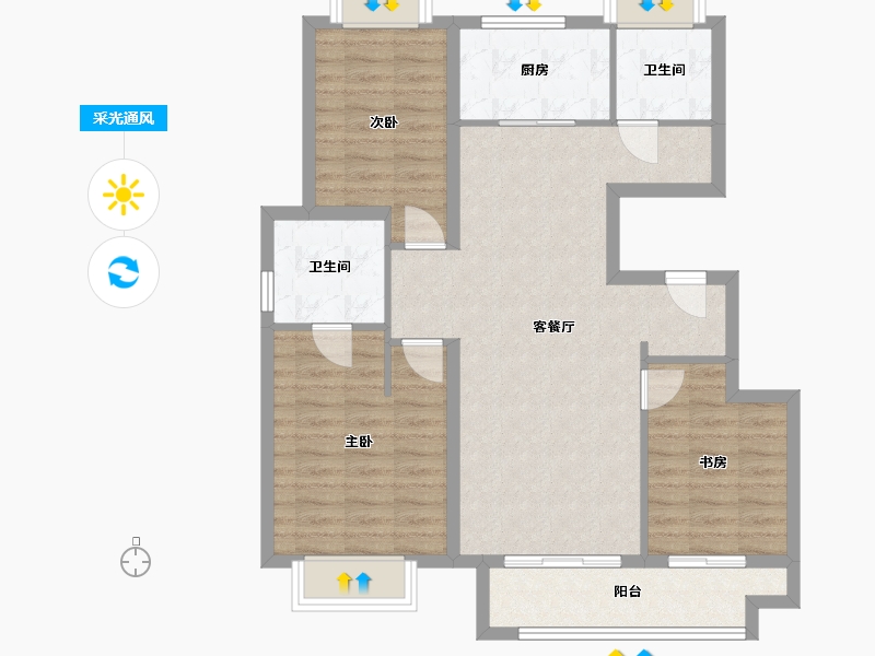 湖北省-武汉市-中交鸿园-86.64-户型库-采光通风