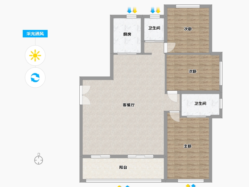 湖北省-十堰市-百强世纪城二期-124.00-户型库-采光通风