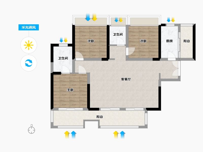 四川省-德阳市-江樾居-102.00-户型库-采光通风