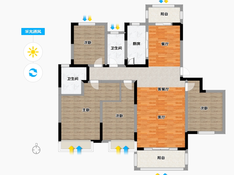 河南省-焦作市-建业春天里西樾-135.00-户型库-采光通风