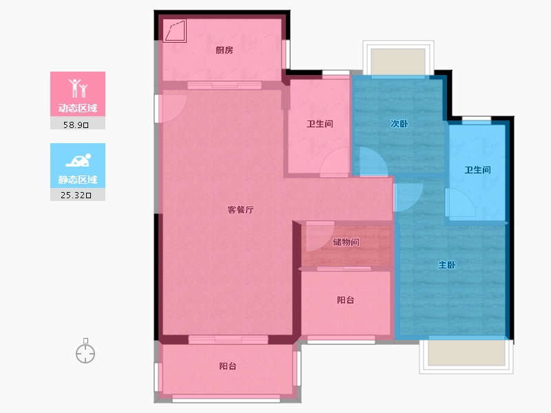 广东省-广州市-品秀星图-75.00-户型库-动静分区