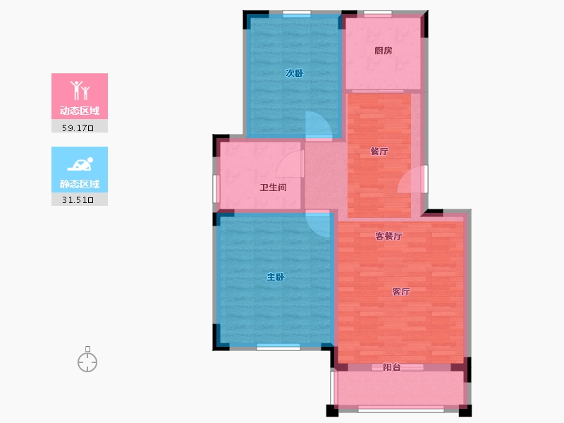 河北省-沧州市-盛泽城市花园-81.61-户型库-动静分区