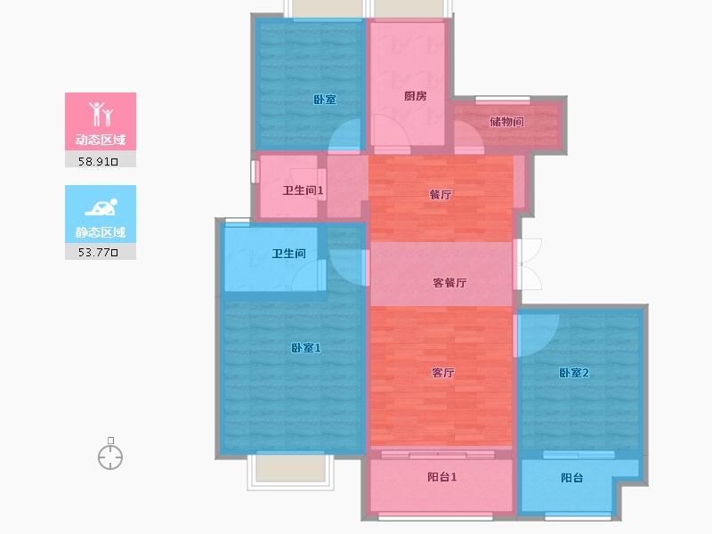 河北省-唐山市-璞樾风华-100.00-户型库-动静分区