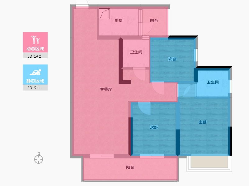 重庆-重庆市-北城美地-82.19-户型库-动静分区